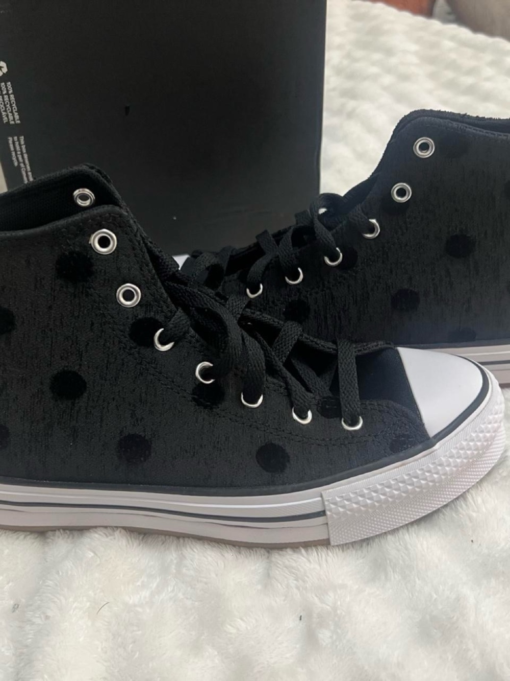Black Polka Dot High-Top Sneakers - converse NWT Women's Casual Lace-Up